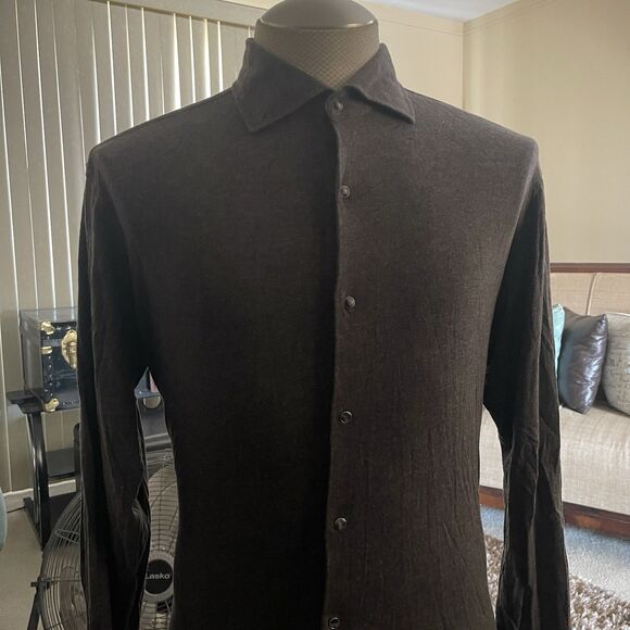 Sterr & Doon Cotton Cashmere Blend Brown Long Sleeve Button Down Men's X-Lrg - Picture 1 of 12